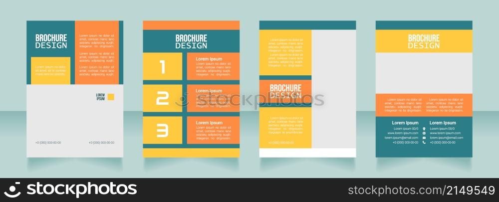 Certification program blank brochure design. Template set with copy space for text. Premade corporate reports collection. Editable 4 paper pages. Bebas Neue, Lucida Console, Roboto Light fonts used. Certification program blank brochure design