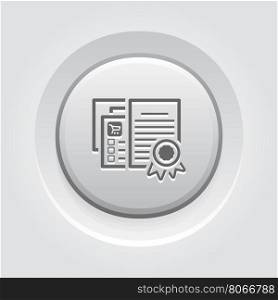 Certified Shop Icon. Grey Button Design.. Certified Shop Icon. Grey Button Design. Isolated Illustration. App Symbol or UI element. Web Pages with Security Certificate.