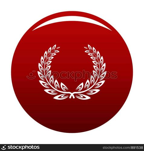 Certified wreath icon. Simple illustration of certified wreath vector icon for any design red. Certified wreath icon vector red