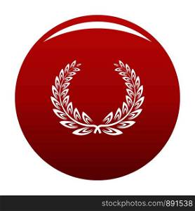 Certified wreath icon. Simple illustration of certified wreath vector icon for any design red. Certified wreath icon vector red