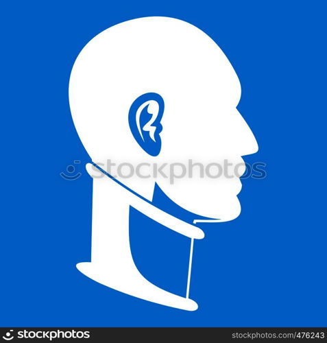 Cervical collar icon white isolated on blue background vector illustration. Cervical collar icon white