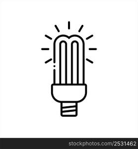 Cfl Lamp Icon, Compact Fluorescent Lamp, Energy Saving Light Lamp Vector Art Illustration