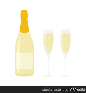 Ch&agne bottle and ch&agne glasses for event celebration concept vector