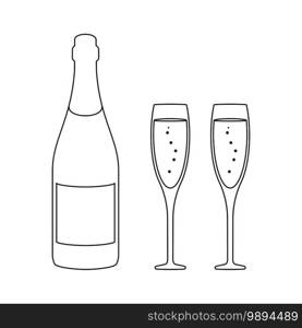 Ch&agne bottle and ch&agne glasses for event celebration concept vector