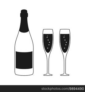 Ch&agne bottle and ch&agne glasses for event celebration concept vector