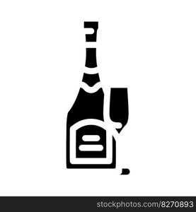 ch&agne drink bottle glyph icon vector. ch&agne drink bottle sign. isolated symbol illustration. ch&agne drink bottle glyph icon vector illustration