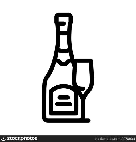 ch&agne drink bottle line icon vector. ch&agne drink bottle sign. isolated contour symbol black illustration. ch&agne drink bottle line icon vector illustration