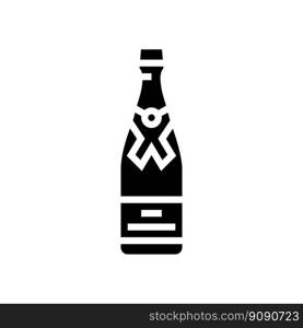 ch&agne glass bottle glyph icon vector. ch&agne glass bottle sign. isolated symbol illustration. ch&agne glass bottle glyph icon vector illustration