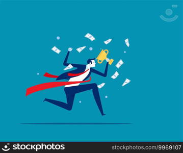 Ch&ion of business. Concept business successful vector, Flat cartoon character design, Celebration winner