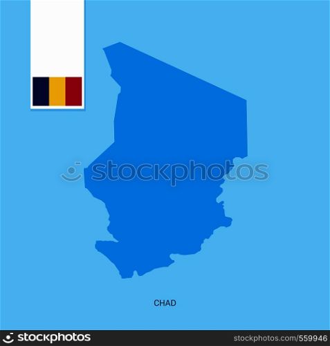 Chad Country Map with Flag over Blue background. Vector EPS10 Abstract Template background