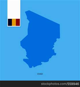Chad Country Map with Flag over Blue background. Vector EPS10 Abstract Template background