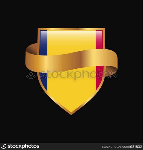 Chad flag Golden badge design vector