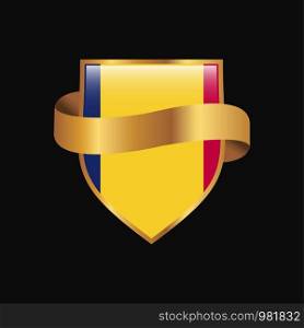 Chad flag Golden badge design vector