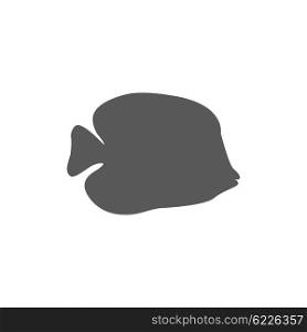 Chaetodon Larvatus Ocean Fish Icon. Chaetodon larvatus ocean fish icon. Beautifully painted fish living in ocean or sea with tail and fin. Creating living under water with a black color isolated on white background. Vector illustration