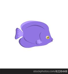 Chaetodon Larvatus Ocean Fish Icon. Chaetodon larvatus ocean fish icon. Beautifully painted fish living in ocean or sea with tail and fin. Creating living under water with a purple color isolated on white background. Vector illustration