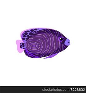 Chaetodon Larvatus Ocean Fish Icon. Chaetodon larvatus ocean fish icon. Beautifully painted fish living in ocean or sea with tail and fin. Creating living under water with a purple color isolated on white background. Vector illustration