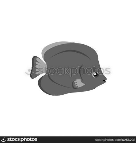 Chaetodon Larvatus Ocean Fish Icon. Chaetodon larvatus ocean fish icon. Beautifully painted fish living in ocean or sea with tail and fin. Creating living under water with a black color isolated on white background. Vector illustration