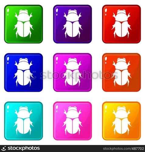 Chafer beetle icons of 9 color set isolated vector illustration. Chafer beetle set 9