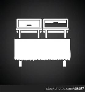 Chafing dish icon. Black background with white. Vector illustration.