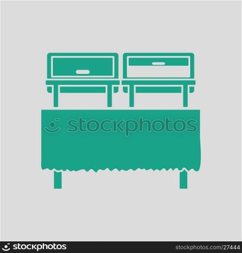 Chafing dish icon. Gray background with green. Vector illustration.