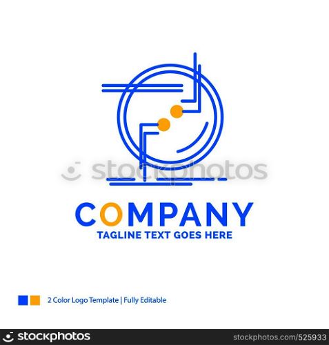 chain, connect, connection, link, wire Blue Yellow Business Logo template. Creative Design Template Place for Tagline.
