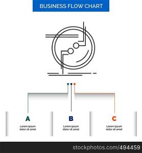 chain, connect, connection, link, wire Business Flow Chart Design with 3 Steps. Line Icon For Presentation Background Template Place for text. Vector EPS10 Abstract Template background