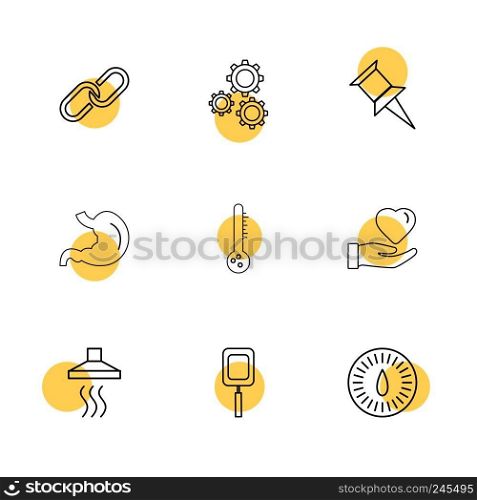 chain , gear , pin , liver,thermometer , like,  heat ,icon, vector, design,  flat,  collection, style, creative,  icons