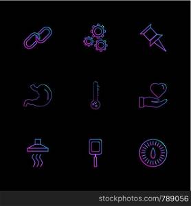 chain , gear , pin , liver,thermometer , like, heat ,icon, vector, design, flat, collection, style, creative, icons