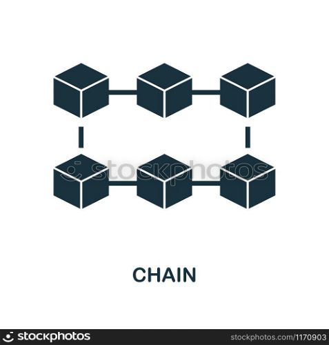 Chain icon. Monochrome style design from blockchain collection. UX and UI. Pixel perfect chain icon. For web design, apps, software, printing usage.. Chain icon. Monochrome style design from blockchain icon collection. UI and UX. Pixel perfect chain icon. For web design, apps, software, print usage.