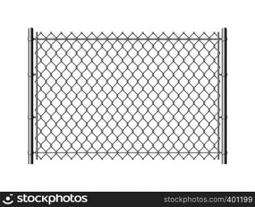 Chain link fence. Realistic metal mesh fences wire grid construction steel security and safety wall industrial border metallic texture, vector pattern. Chain link fence. Realistic metal mesh fences wire construction steel security wall industrial border metallic texture, vector pattern