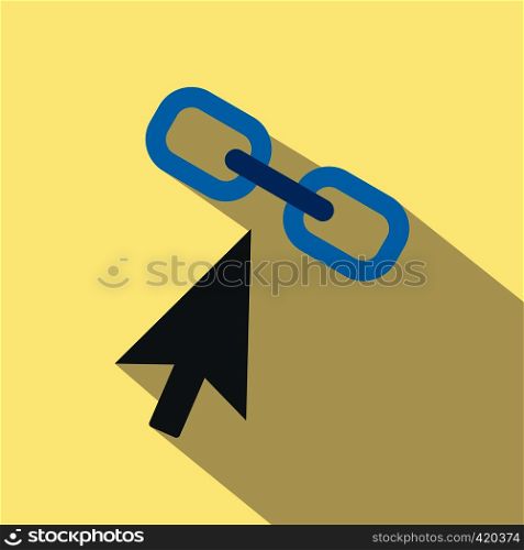 Chain link flat icon on a beige background. Chain link flat icon