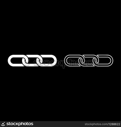 Chain links Interlock icon outline set white color vector illustration flat style simple image. Chain links Interlock icon outline set white color vector illustration flat style image