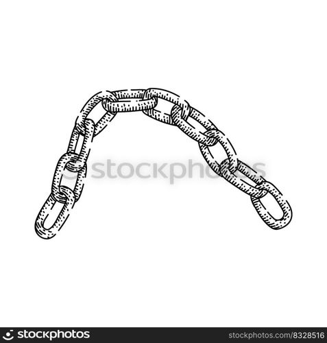 chain metal hand drawn vector. iron silver, link steel, security strong, necklace chrome, strength, heavy protection lock connection chain metal sketch. isolated color illustration. chain metal sketch hand drawn vector