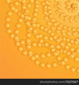 Chain of orange spheres with soft shadows on the orange background. Abstract geometric background.