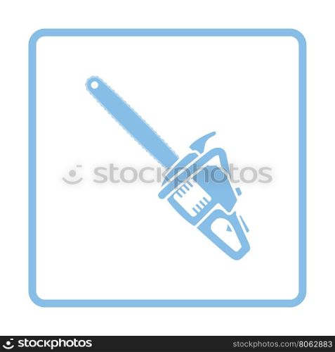 Chain saw icon. Blue frame design. Vector illustration.