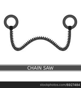 Chain Saw Icon. Portable chain saw vector icon. Work tool, isolated on white background, flat style. For camping, hiking and outdoors.