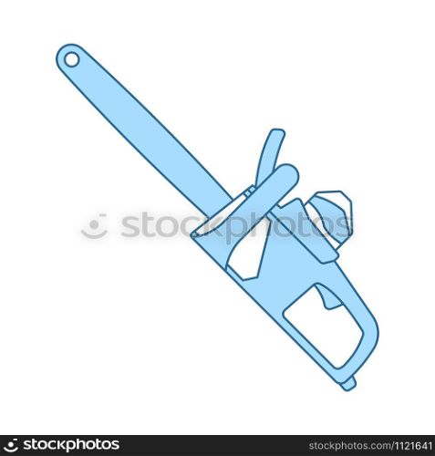 Chain Saw Icon. Thin Line With Blue Fill Design. Vector Illustration.