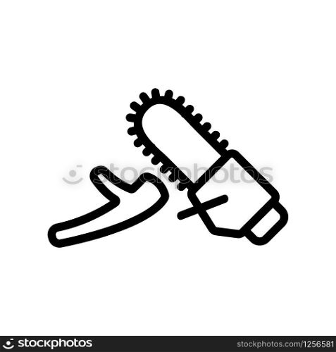 chain saw icon vector. Thin line sign. Isolated contour symbol illustration. chain saw icon vector. Isolated contour symbol illustration