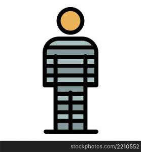 Chained striped prison icon. Outline chained striped prison vector icon color flat isolated. Chained striped prison icon color outline vector