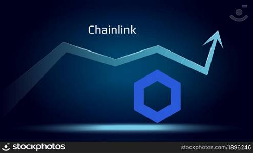 Chainlink LINK in uptrend and price is rising. Crypto coin symbol and up arrow. Uniswap flies to the moon. Vector illustration.