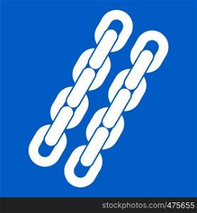 Chains icon white isolated on blue background vector illustration. Chains icon white