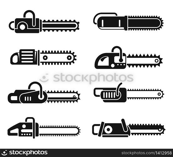 Chainsaw blade icons set. Simple set of chainsaw blade vector icons for web design on white background. Chainsaw blade icons set, simple style