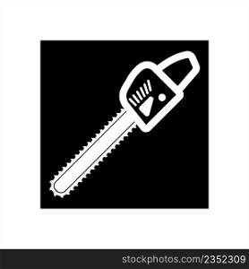 Chainsaw Icon, Chain Saw Icon, Tool Icon Vector Art Illustration