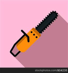 Chainsaw icon. Flat illustration of chainsaw vector icon for web design. Chainsaw icon, flat style