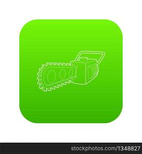 Chainsaw icon green vector isolated on white background. Chainsaw icon green vector