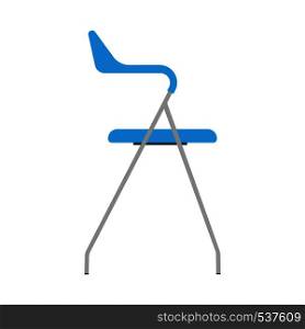 Chair blue side view wooden vector icon. Office comfortable symbol relaxation furniture equipment