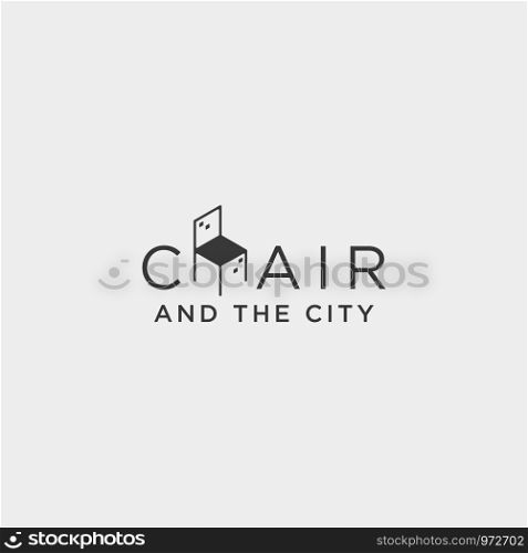 chair city logo design vector icon illustration icon element isolated. chair city logo design vector icon illustration icon isolated