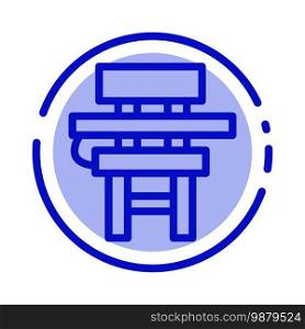 Chair, Class, Desk, Education, Furniture Blue Dotted Line Line Icon