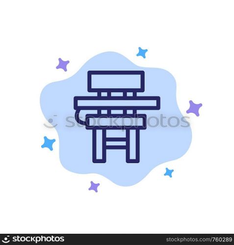 Chair, Class, Desk, Education, Furniture Blue Icon on Abstract Cloud Background