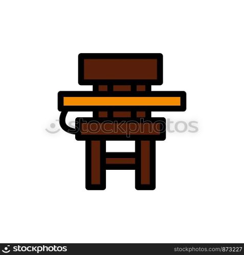 Chair, Class, Desk, Education, Furniture Flat Color Icon. Vector icon banner Template